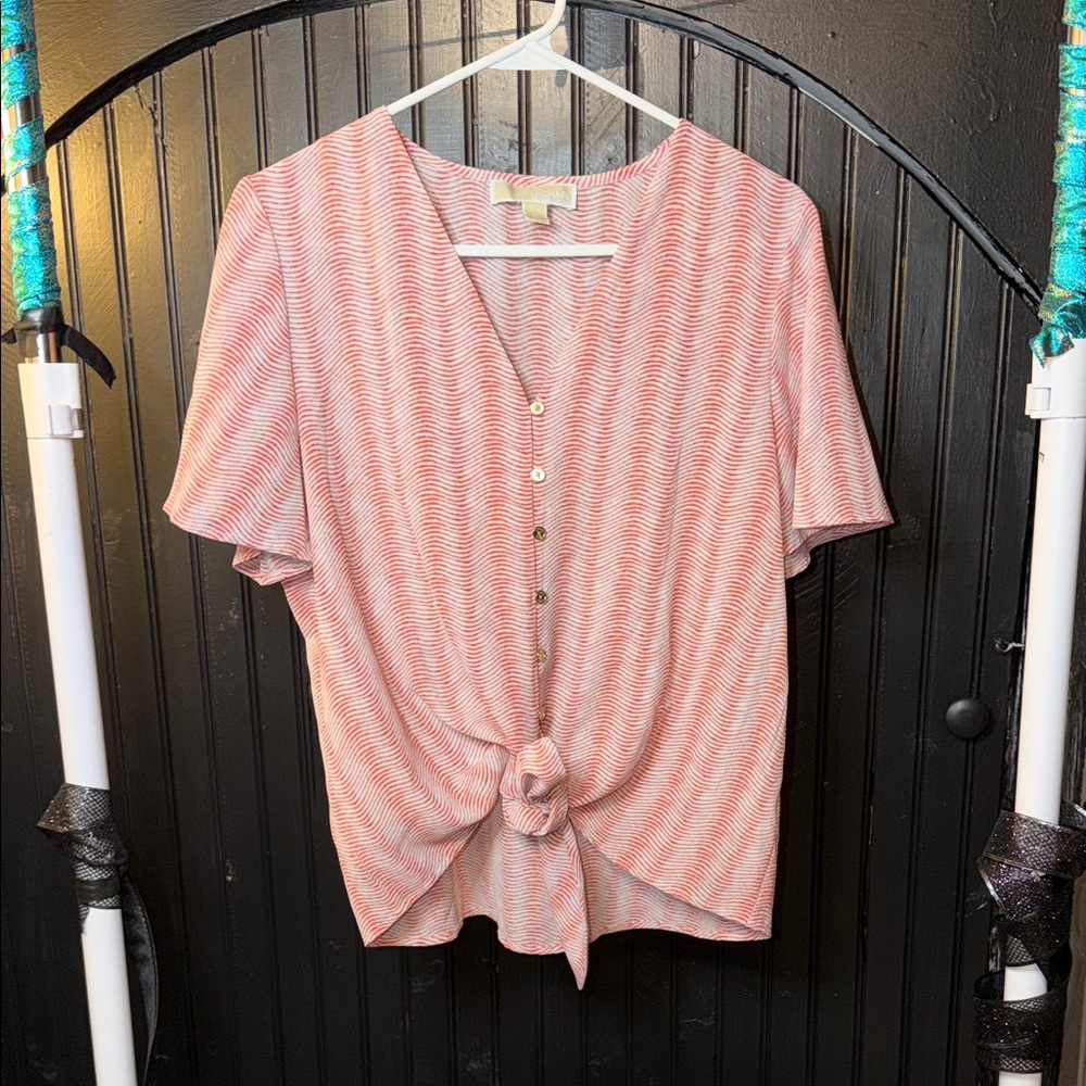 Michael Kors Coral Button-Down Blouse